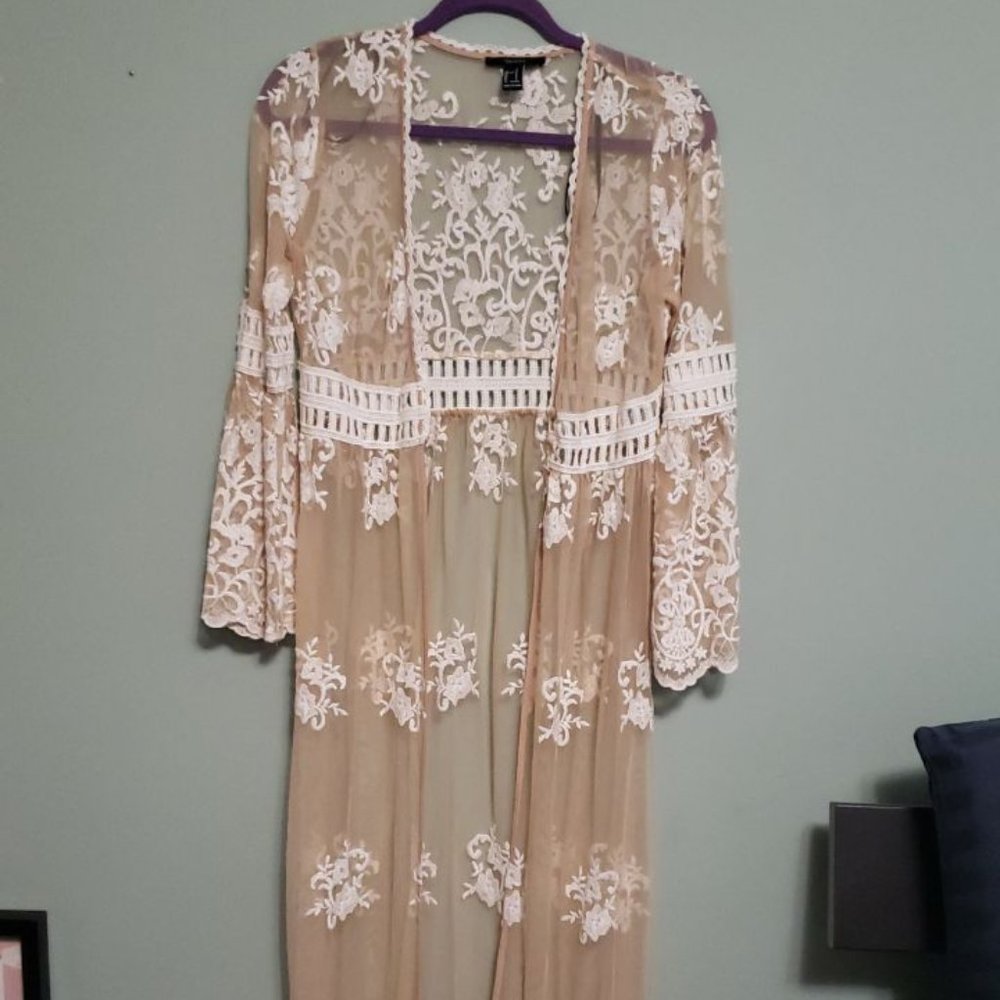 Forever 21 Beautiful Long Lace Cardigan